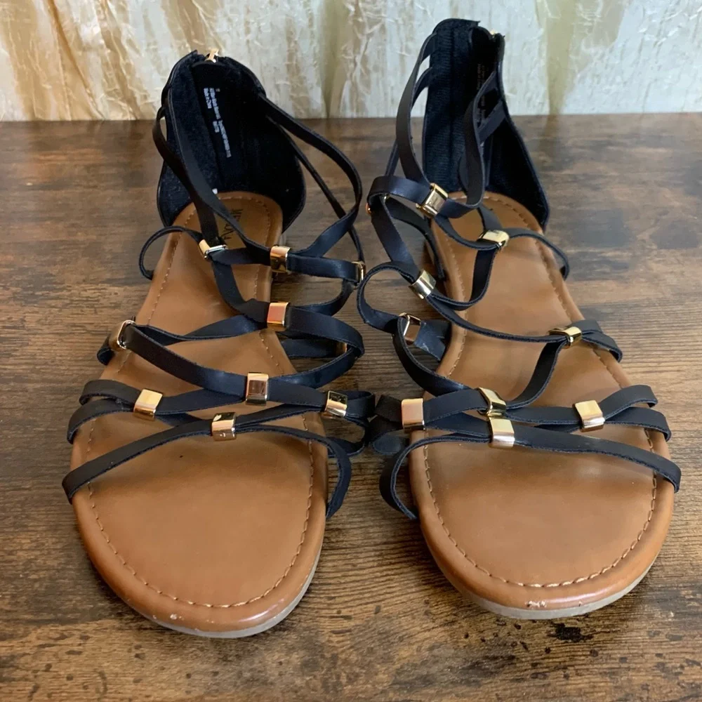 Merona Black Strappy Gladiator Embellished Sandals
